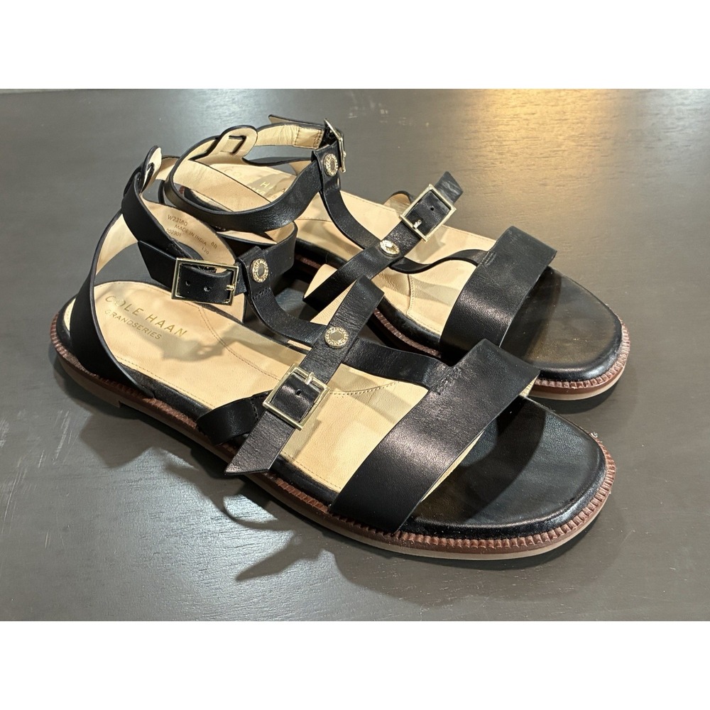 Cole Haan Wren Gladiator Style Sandals Black Women's Size 8